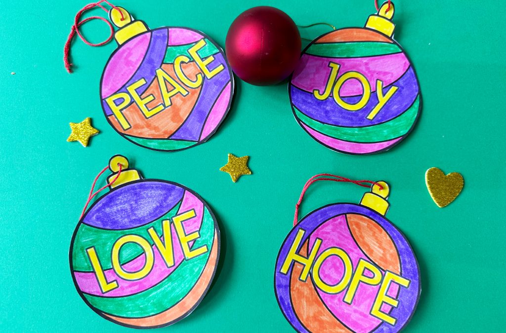 Printable Love Joy Peace Hope Christmas Baubles